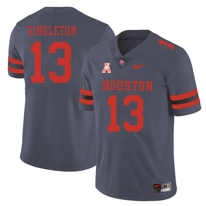 Men #13 Jeremy Singleton Houston Cougars College Football Jerseys Sale-Gray - Click Image to Close